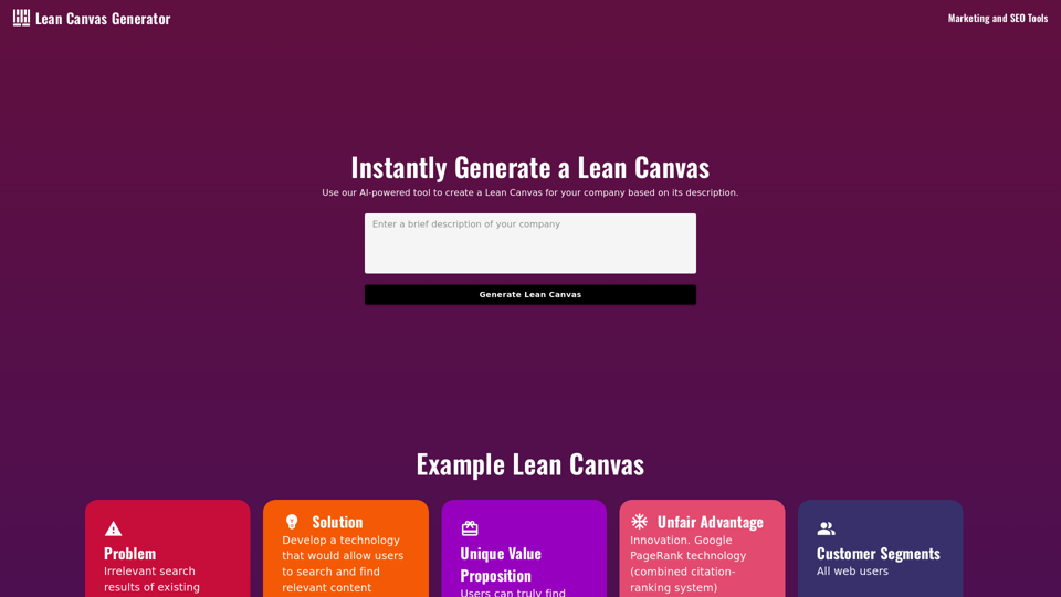 AI Lean Canvas Generator
