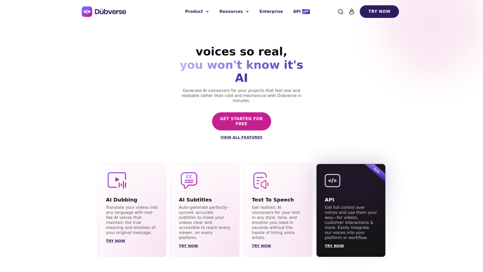 Dubverse: AI Text to Speech, AI Video Dubbing, Auto Subtitles, API