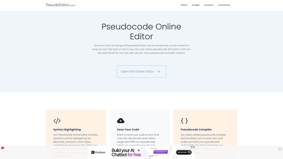 Pseudocode Editor Online - PseudoEditor