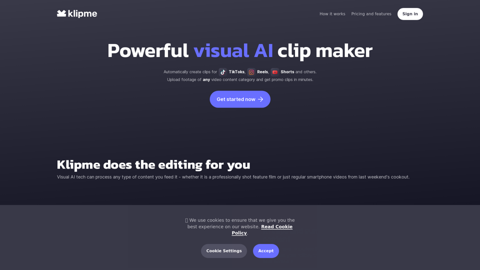 Powerful visual AI clip maker | Klipme