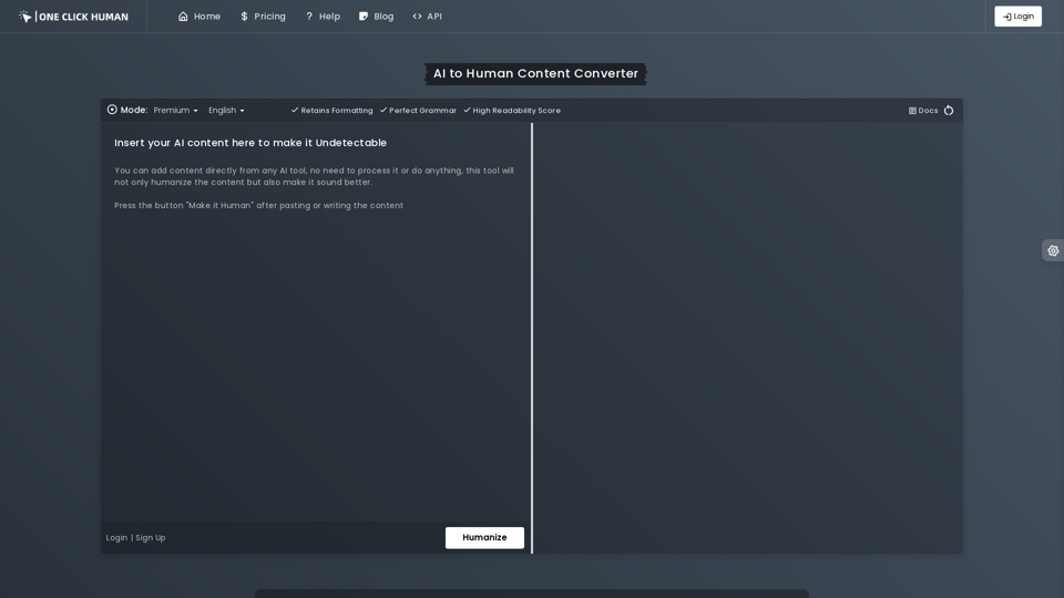 Free AI to Human Content Converter - No Errors | OneClickHuman