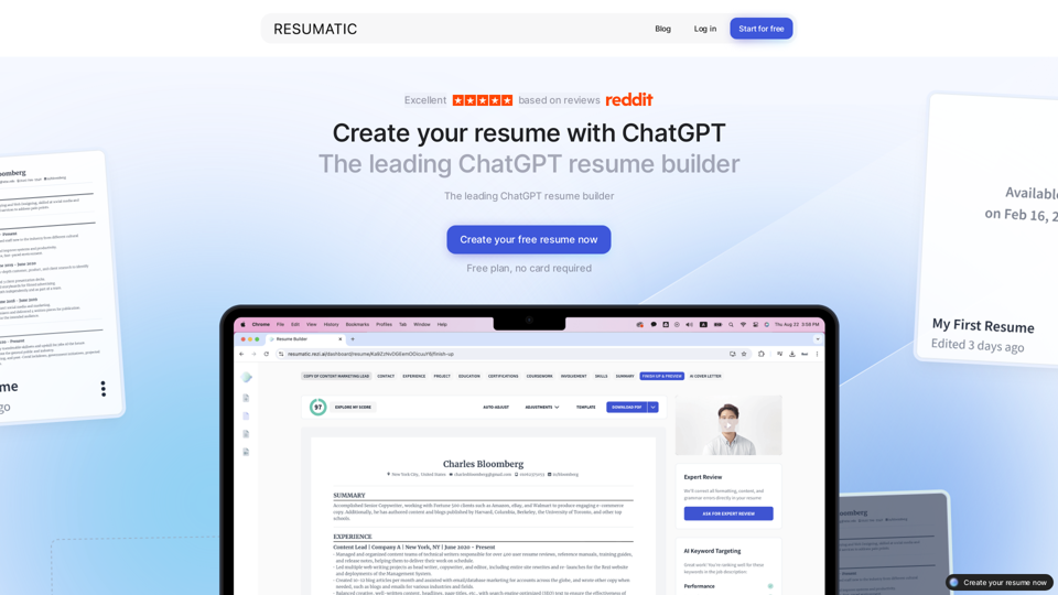 Resumatic - Fastest ChatGPT-Powered Resume Builder