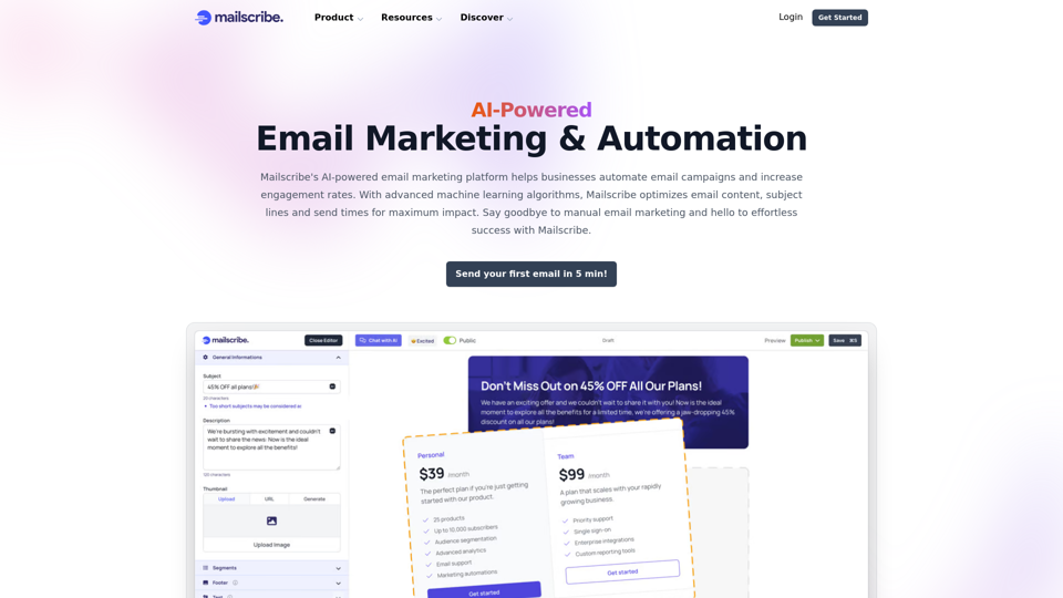 Mailscribe - AI-Powered Email Marketing & Automation Tool