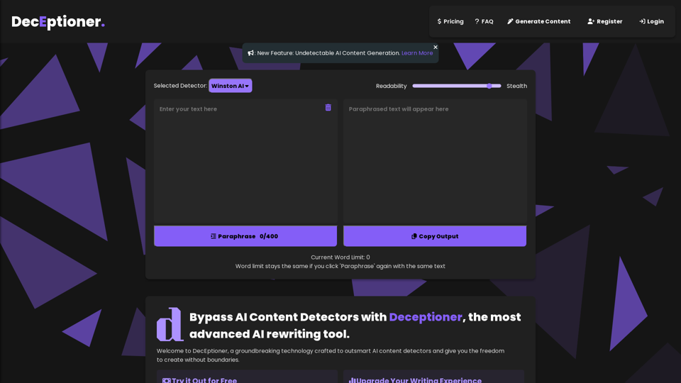 DecEptioner - Bypass AI Detectors Like A Pro