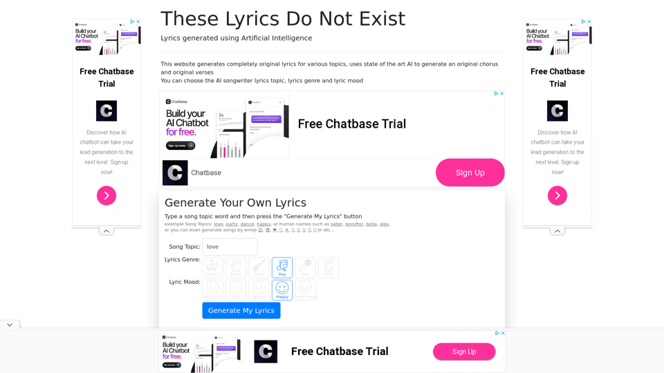 Artificial Intelligence Songwriter – These Lyrics Do Not Exist