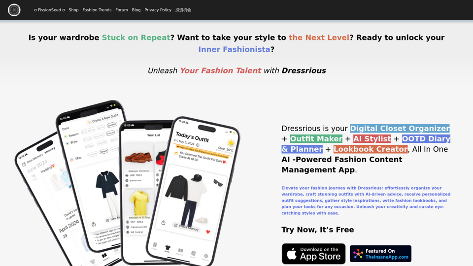 Dressrious - AI Outfit Planner And Fashion Assistant