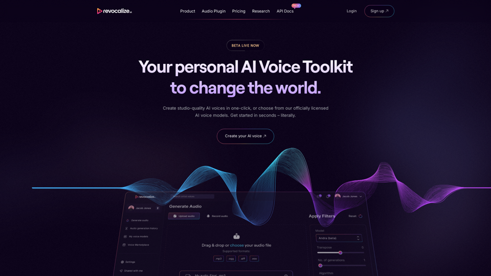 Revocalize AI – Studio-Level AI Voice Generation Toolkit