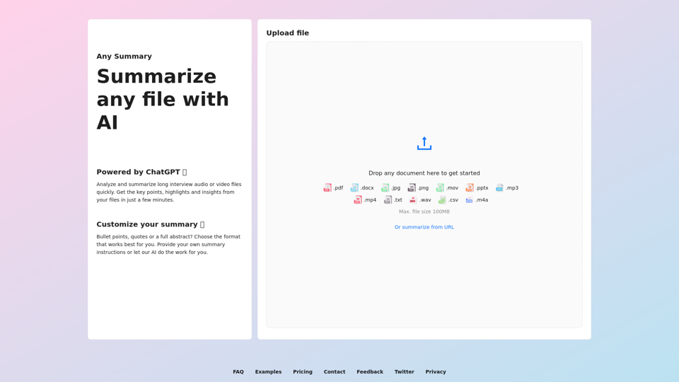 Any Summary - Summarize any file with AI!