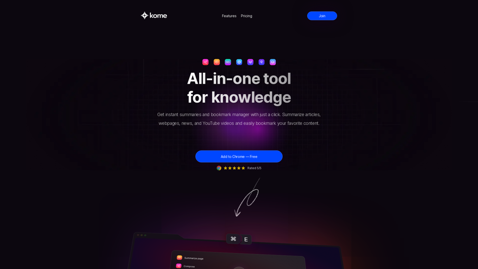 Kome: AI Summary and Bookmark Extension