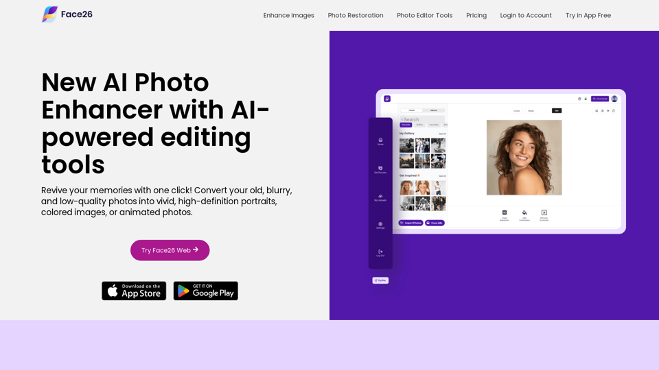 Face26 - Best Free Online AI Photo Enhancer App