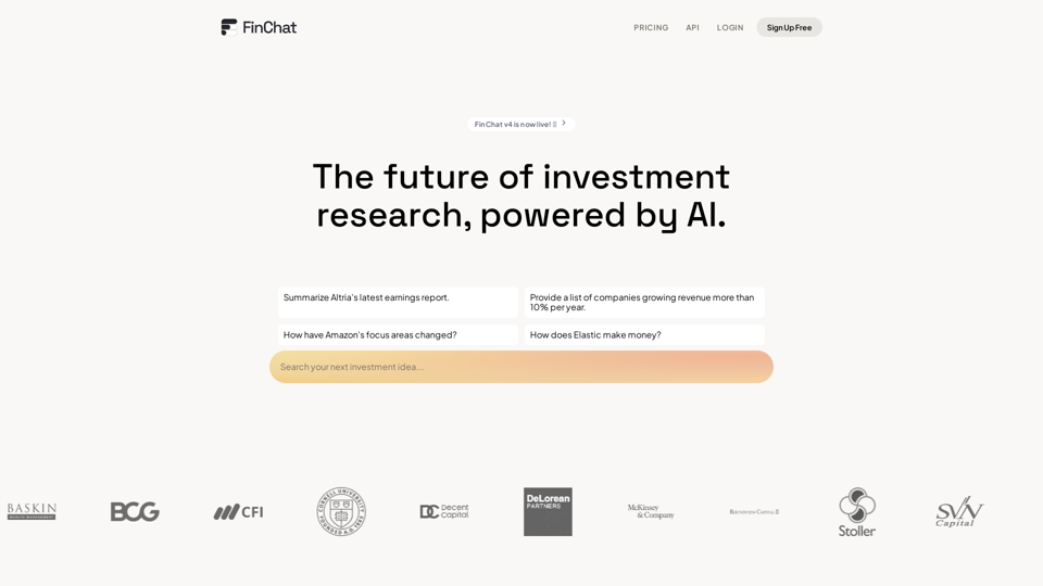 The Complete AI Powered Stock Research Platform - FinChat.io