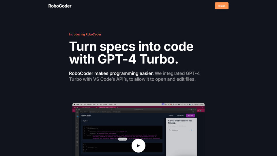 RoboCoder – GPT-4 Turbo in VS Code