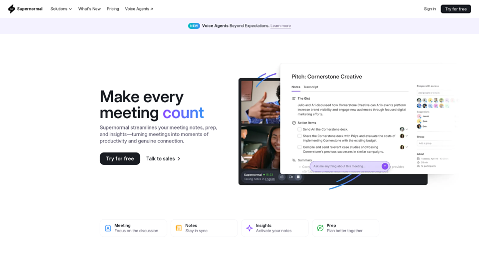 AI-Powered meetings & Voice Agents · Supernormal