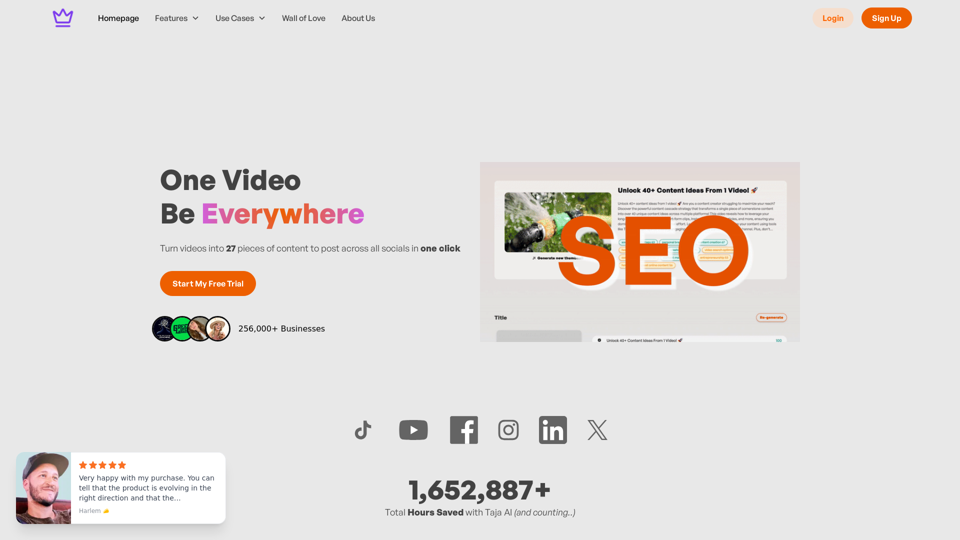 Taja AI: Turn One Video Into 27 Social Posts Automatically