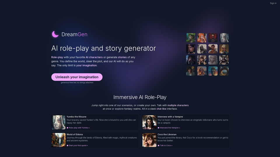 AI Role-Play and Story Generator | DreamGen