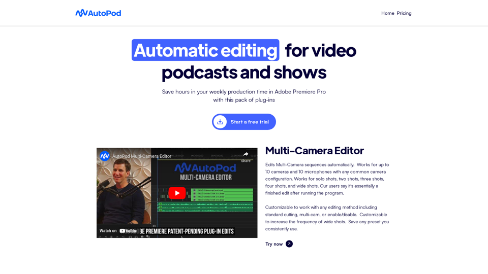 AutoPod | Automatic Podcast Editing for Premiere Pro