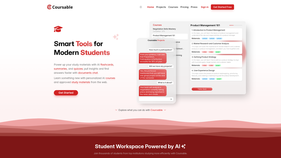 Coursable - Student workspace powered by AI