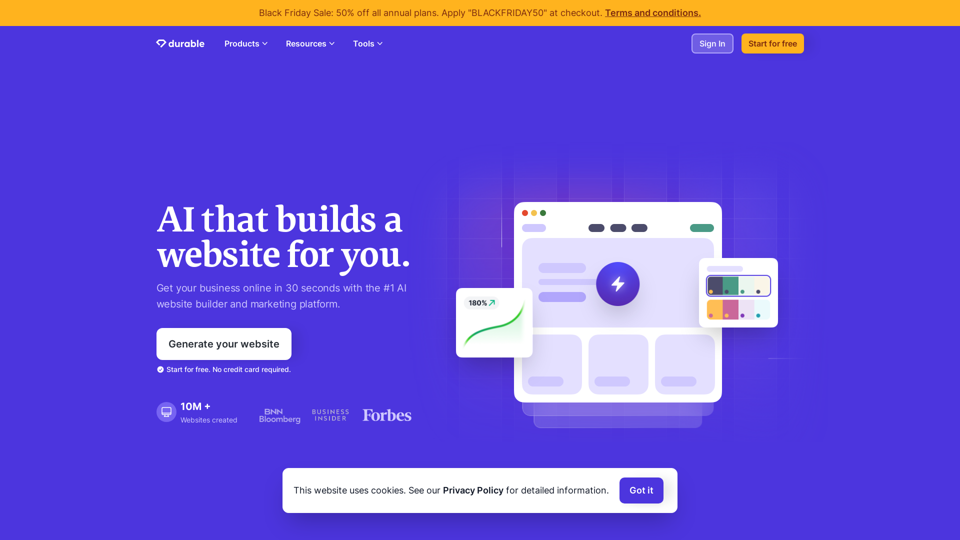 Durable AI Website Builder and Small Business Software