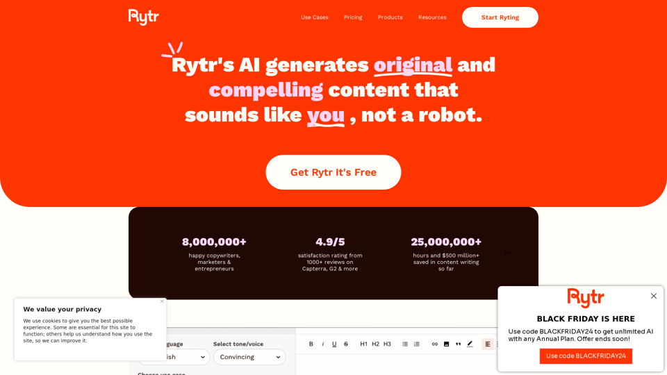 Free AI Writer, Content Generator & Writing Assistant | Rytr