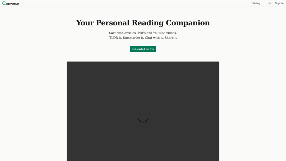 Converse - AI Reading Companion for web articles, PDFs and videos