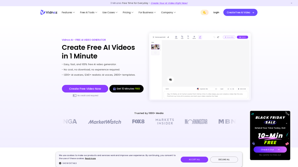 Vidnoz AI: Create FREE AI Videos 10X Faster Online