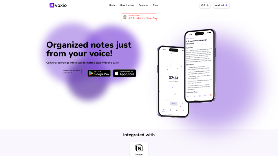 Voxio: Organized notes just from your voice!