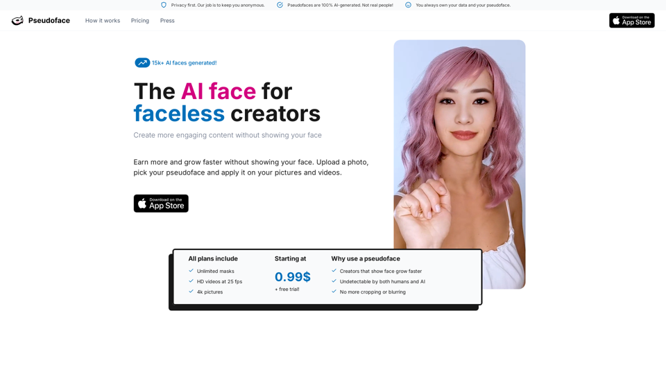 Pseudoface: Create AI content without showing your face | AI Face Filter