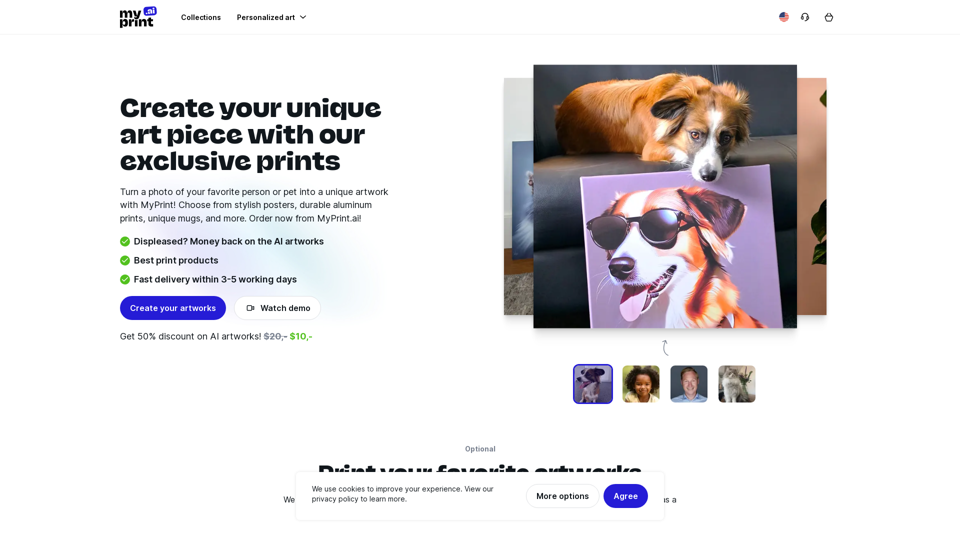 Generate AI artworks from your photos - MyPrint.ai