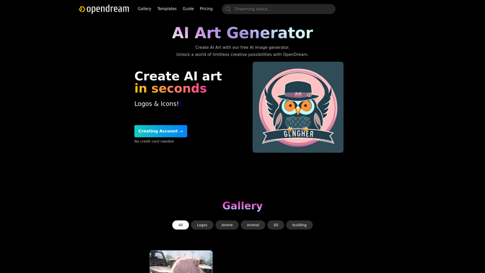 AI ART Generator - Free Text to Image in OpenDream