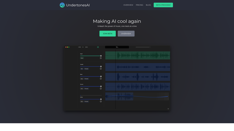 Split audio tracks into sources and remix with Undertones.AI