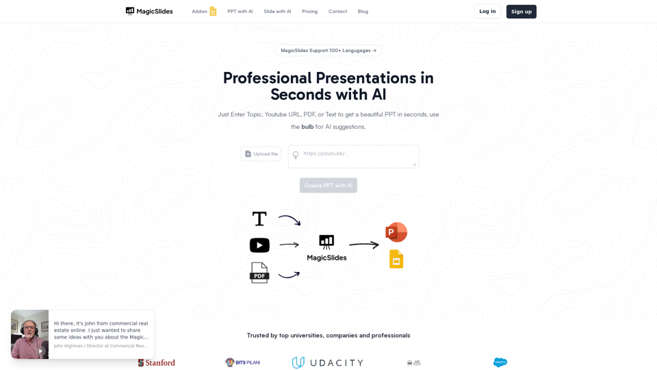 AI Presentation Maker - Presentation from Topic, YouTube, PDF, URL with AI