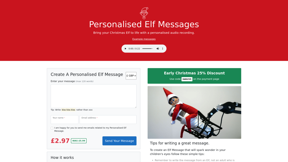 Personalised Elf Messages - Bring your Christmas Elf to life