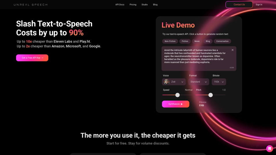 Text-to-Speech API - Unreal Speech