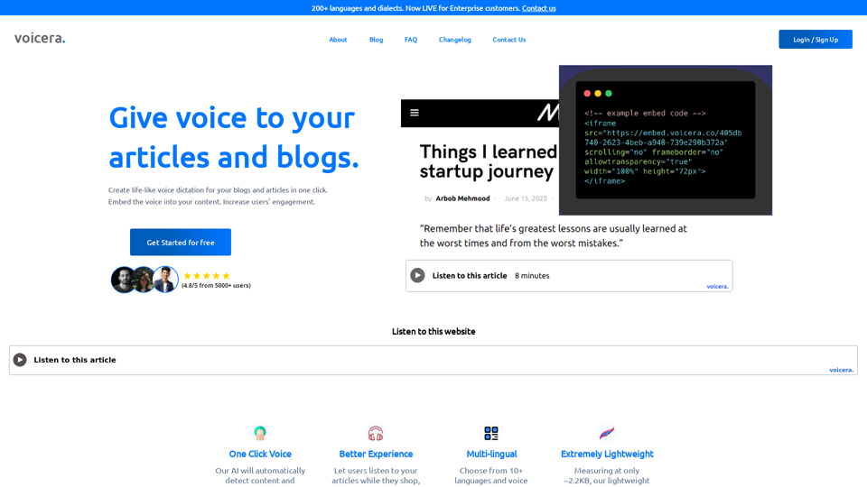 Voicera | Give voice to your articles and blogs