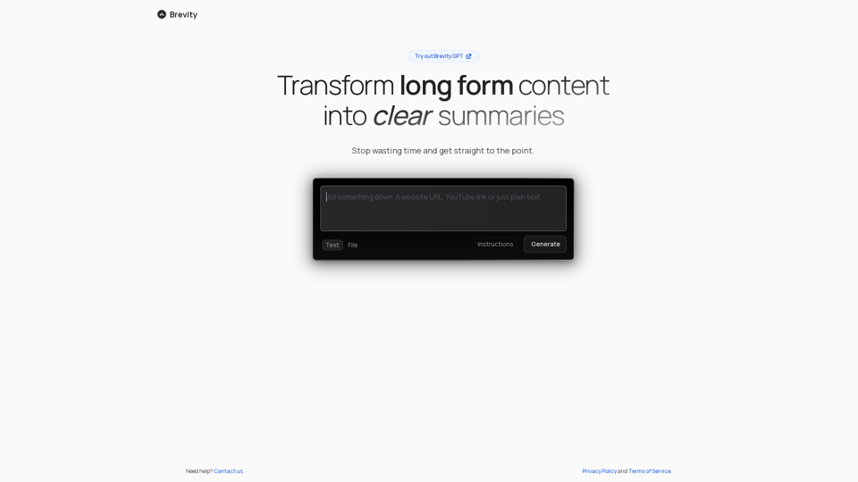 Brevity | Transform long form content into clear summaries