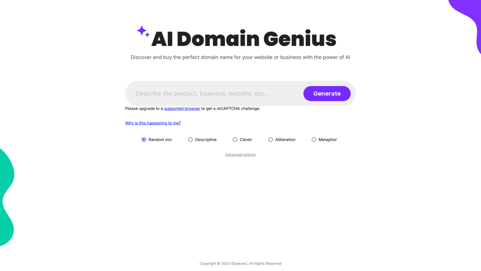 AI Domain Genius - FREE Domain Name Generator