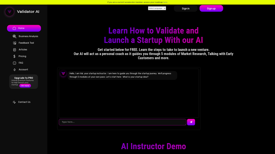 ValidatorAI.com – Instant help and feedback with our startup validator tools for entrepreneurs