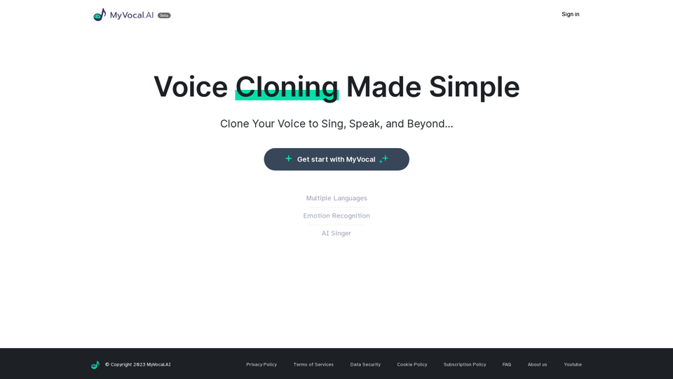 Voice Clone|AI Singer|Text to speech_MyVocal.ai