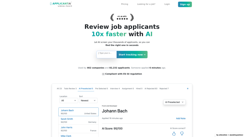 Applicant AI: Applicant tracking & recruiting software with AI (ATS)