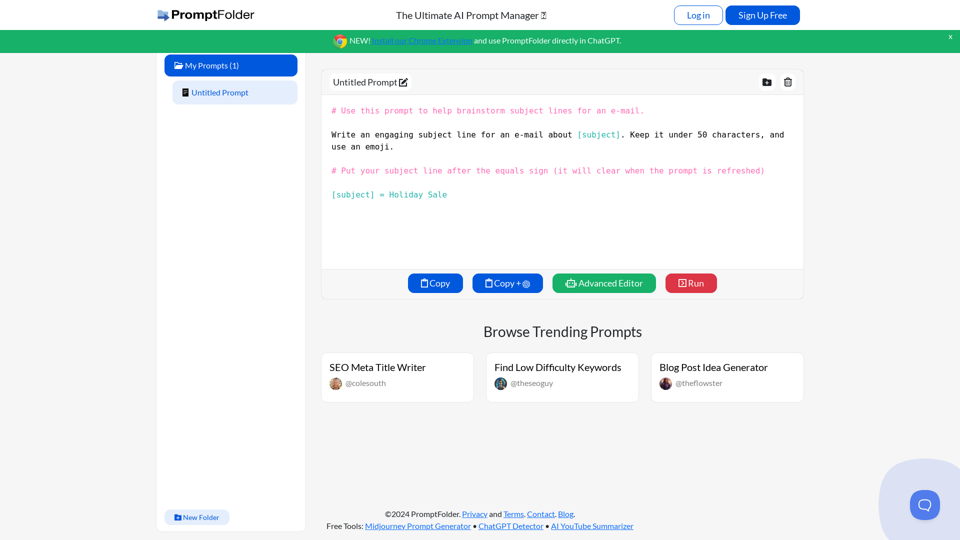 PromptFolder: AI Prompt Manager for ChatGPT, Midjourney & More